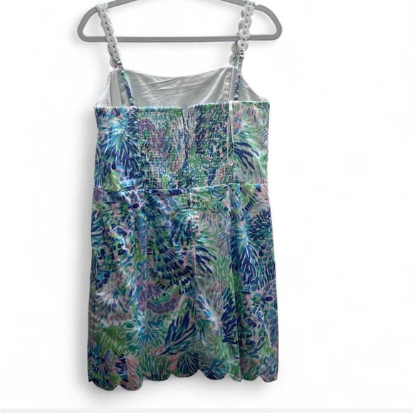 Lilly Pulitzer Jesse Romper Shell of the Party skirted floral lace tank sz 10 - Picture 4 of 6